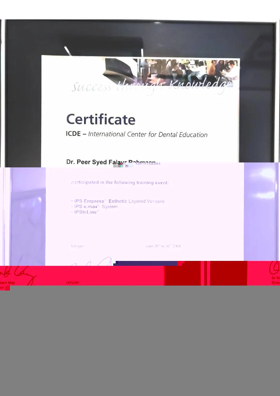 ICDE International Center for Dental Education Certificate