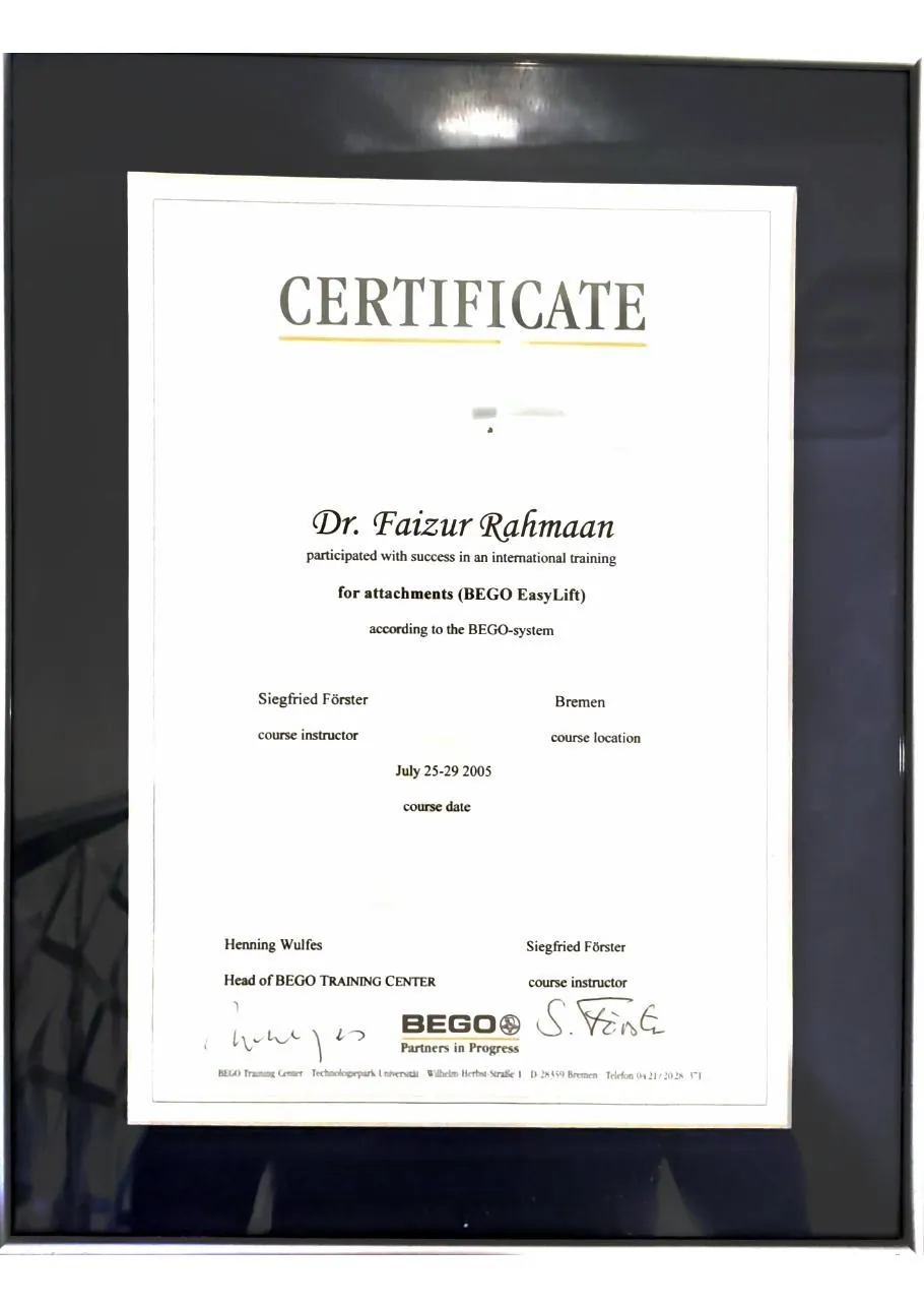 BEGO Training Certificate