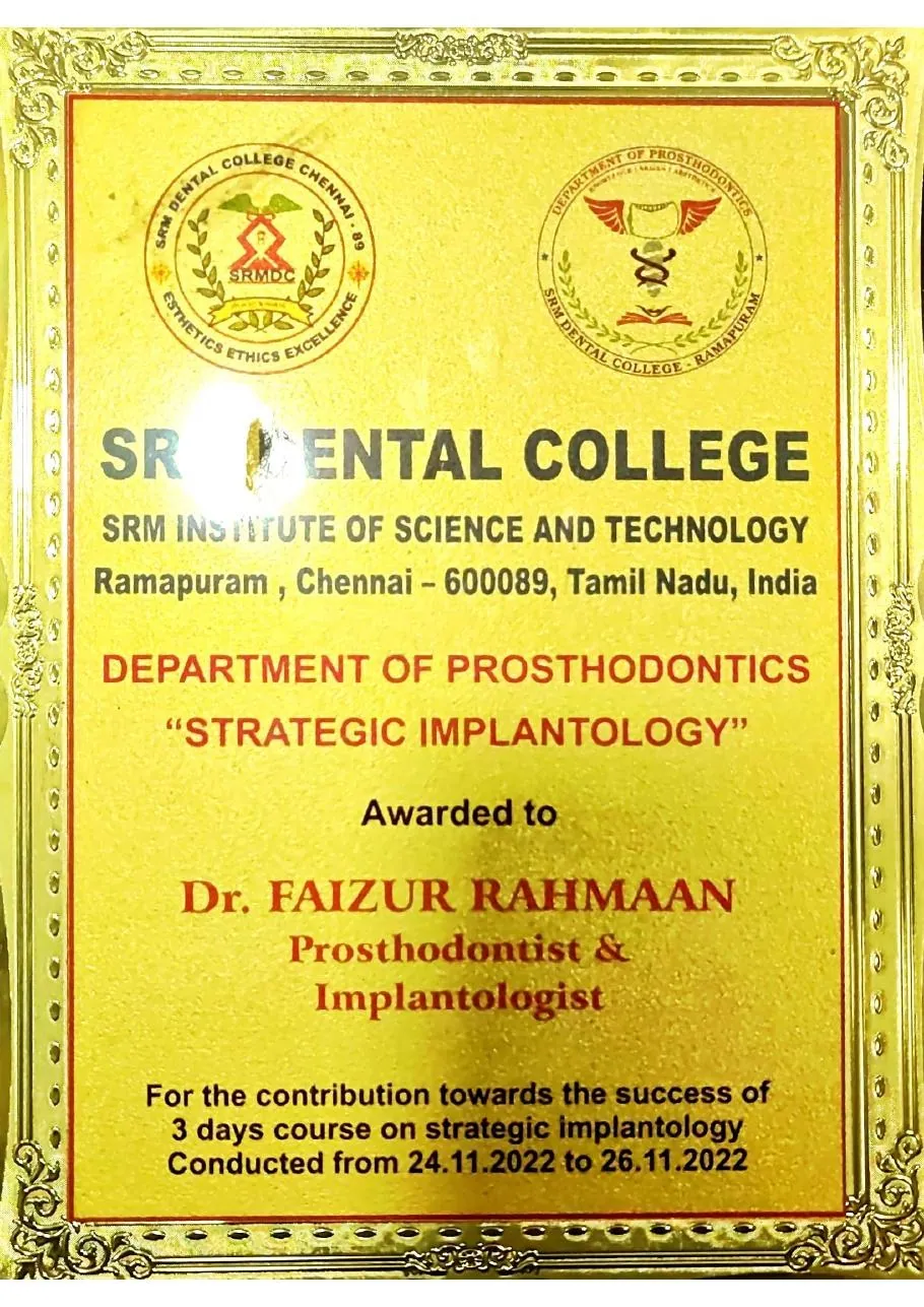 Strategic Implantology award plaque