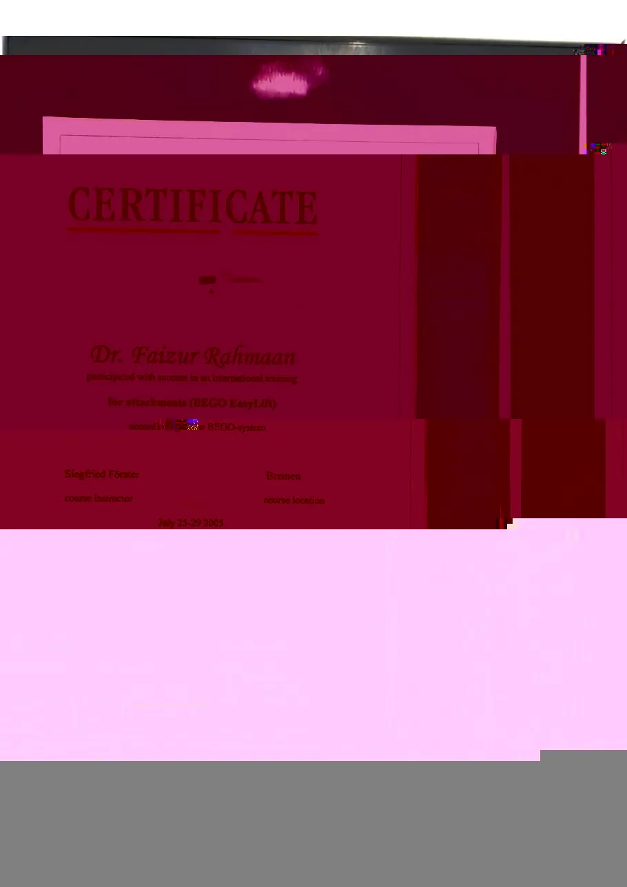BEGO Training Certificate